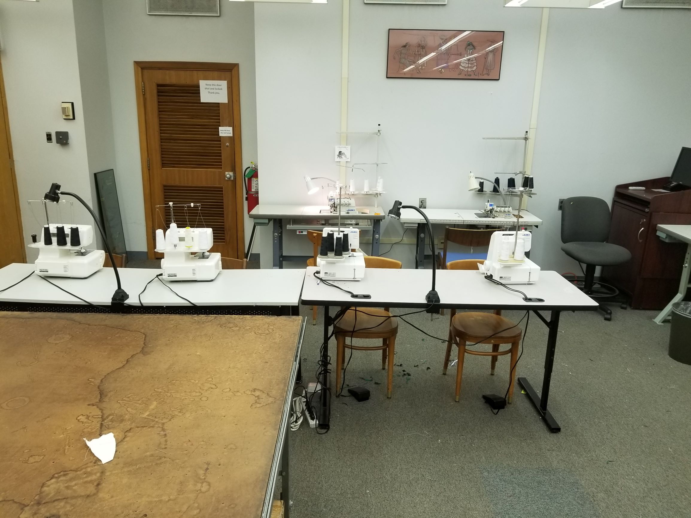 Production lab with close up of sewing machines