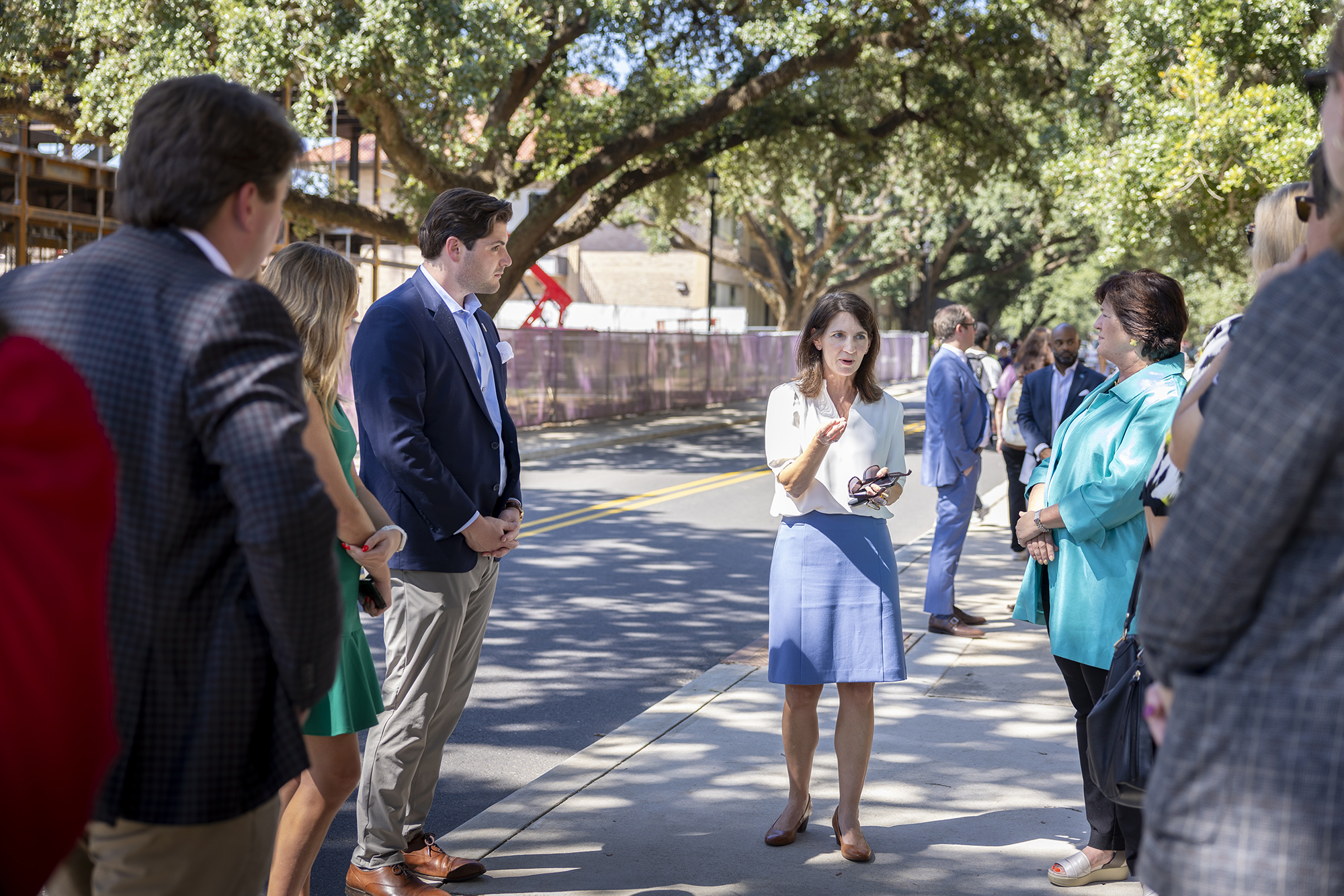 Tour stop at the construction site of Our Lady of the Lake Interdisciplinary Science Building on LSU's campus 