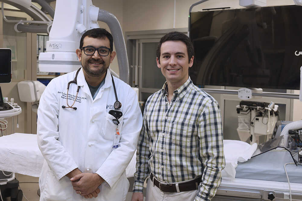 Dr. Jorge Castellanos with Our Lady of the Lake Health and LSU Assistant Professor of Agricultural and Biological Engineering Bruno Rego