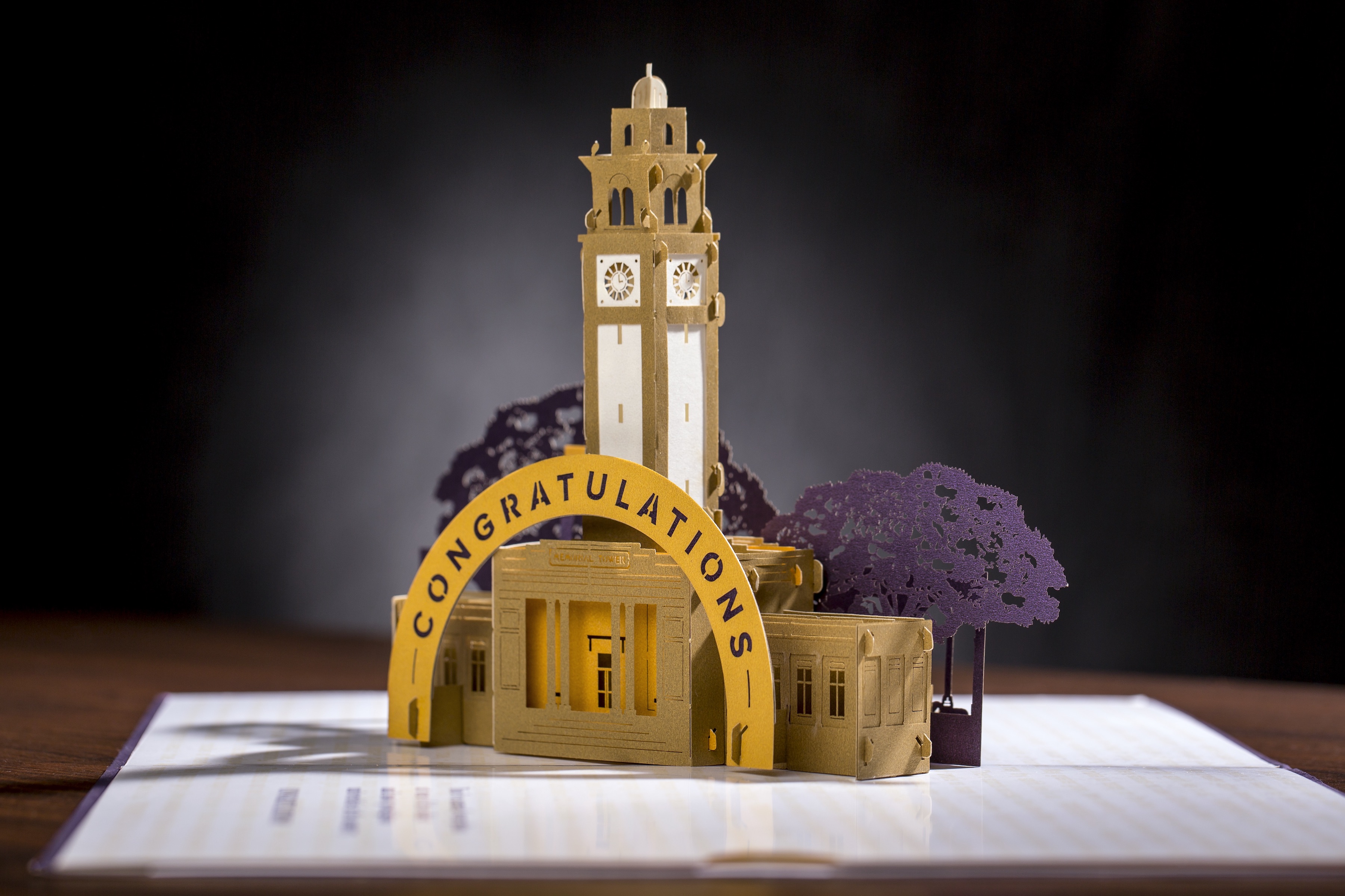 LSU "Congratulations" acceptance packet featuring the Memorial Tower