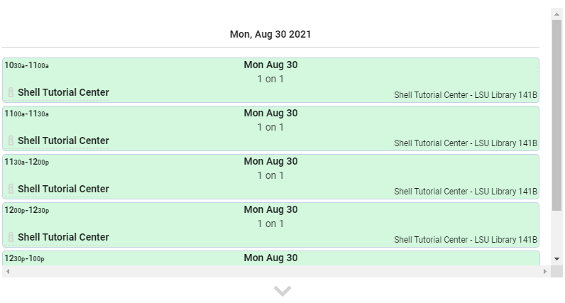 Search for appointment menu