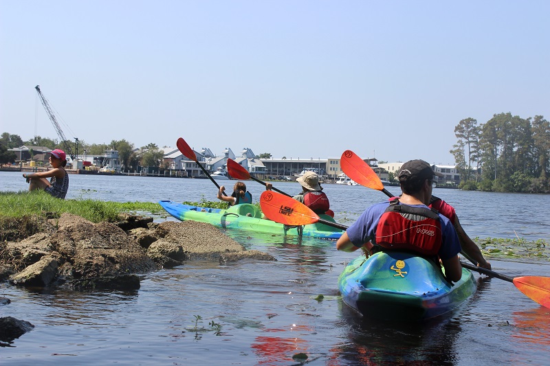 students canoeing