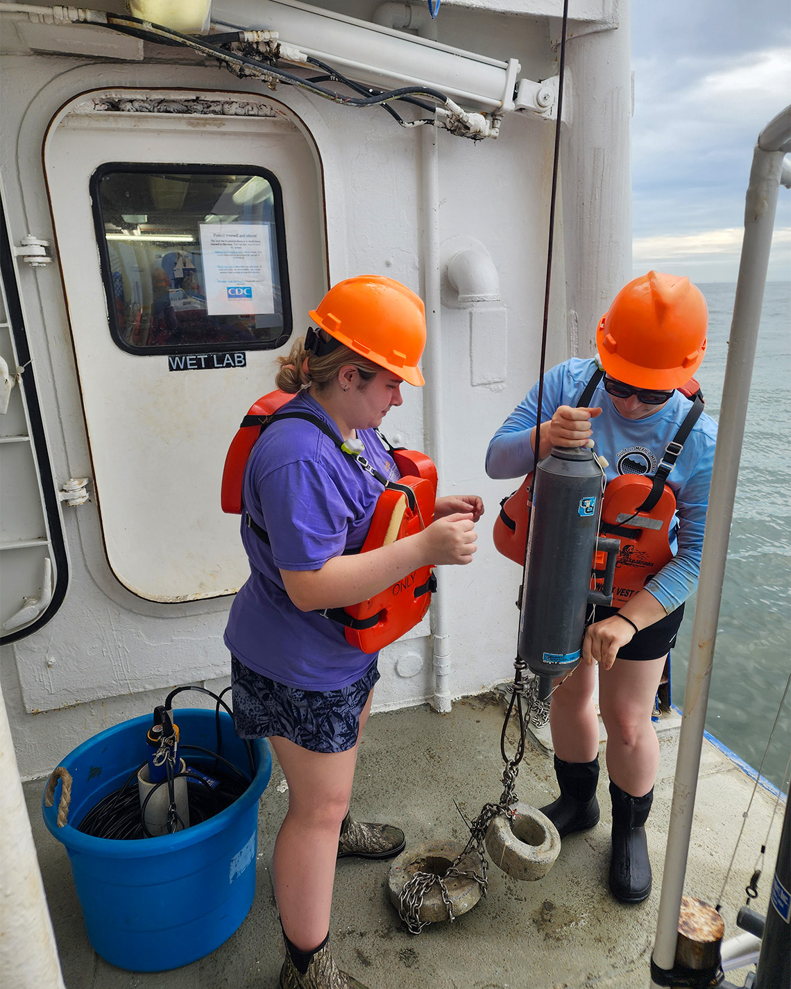 Raven Worley conducts sampling