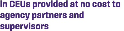 in CEUs provided at no cost to agency partners and supervisors
