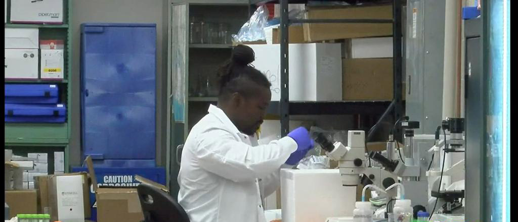 Photo of James Stampley in the kinesiology laboratory.
