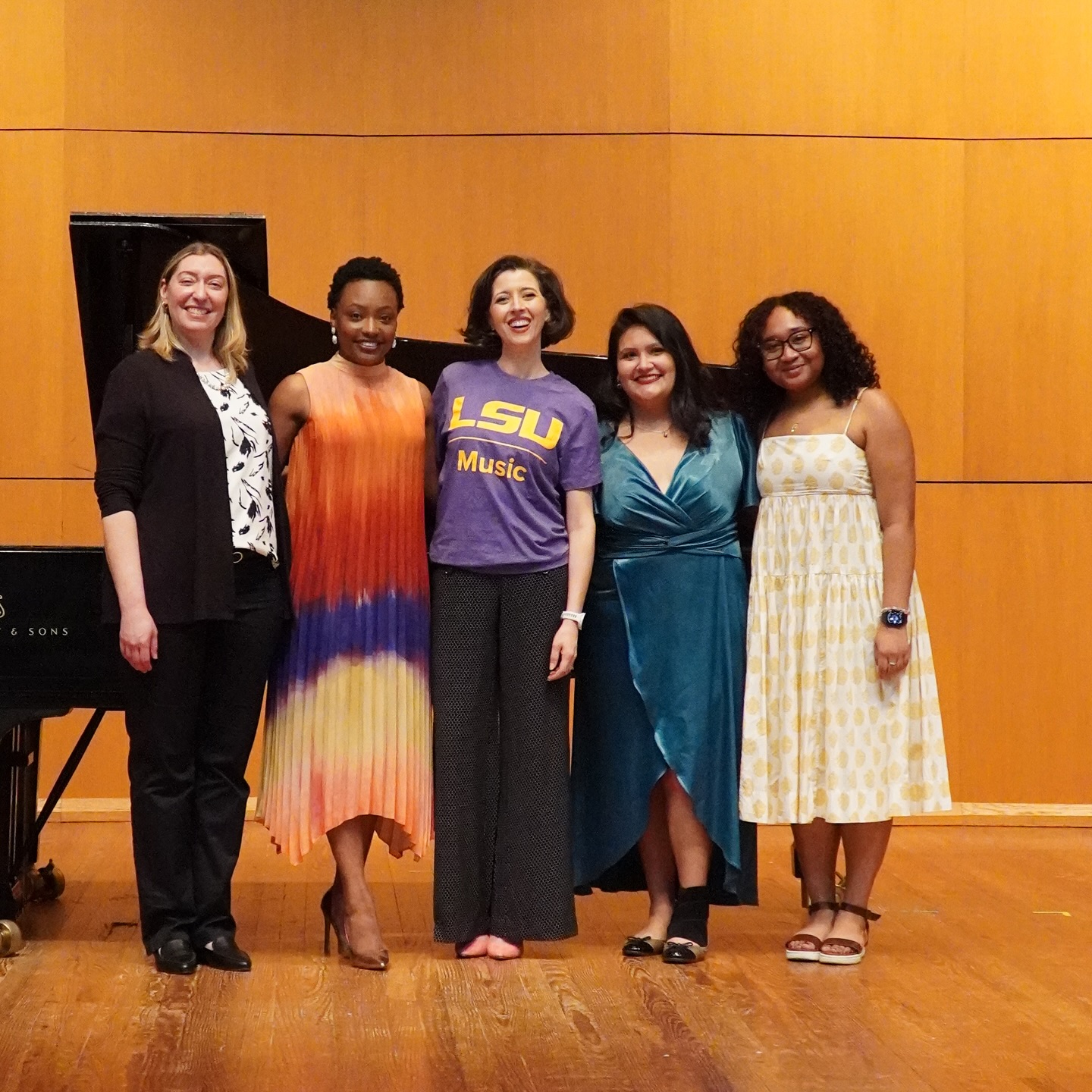 lisette oropesa poses with students after masterclass