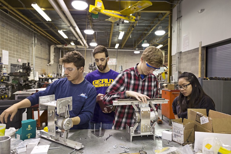 engineering students working on hyperloop project