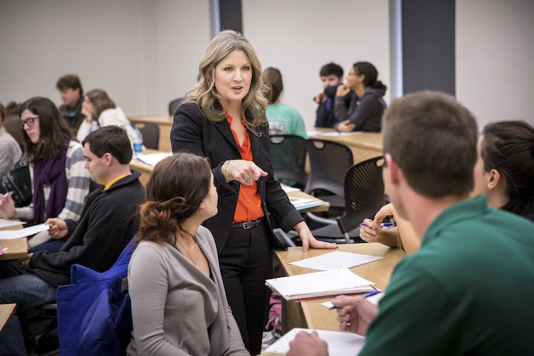 faculty giving instructions in class