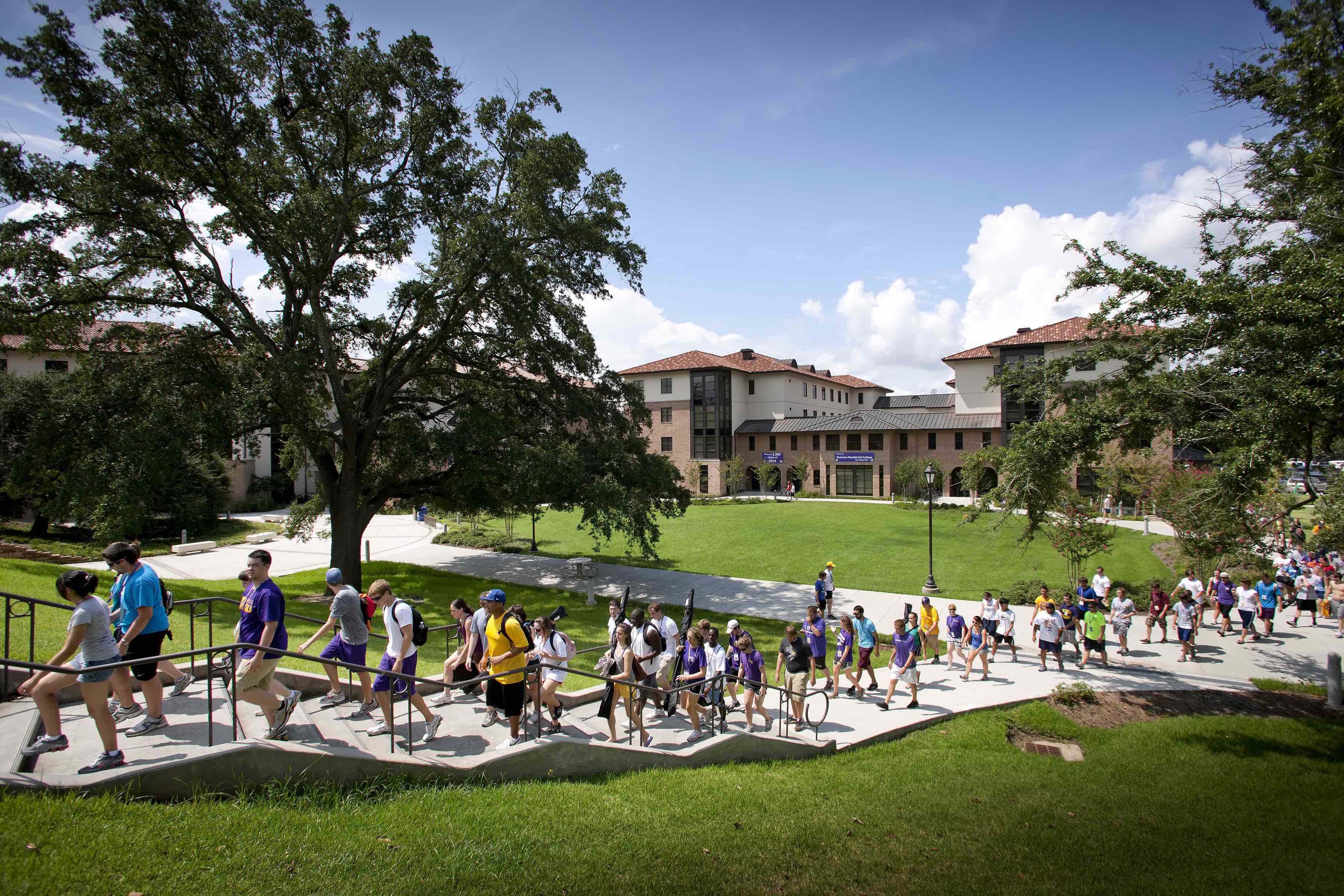 students walking in front of west hall