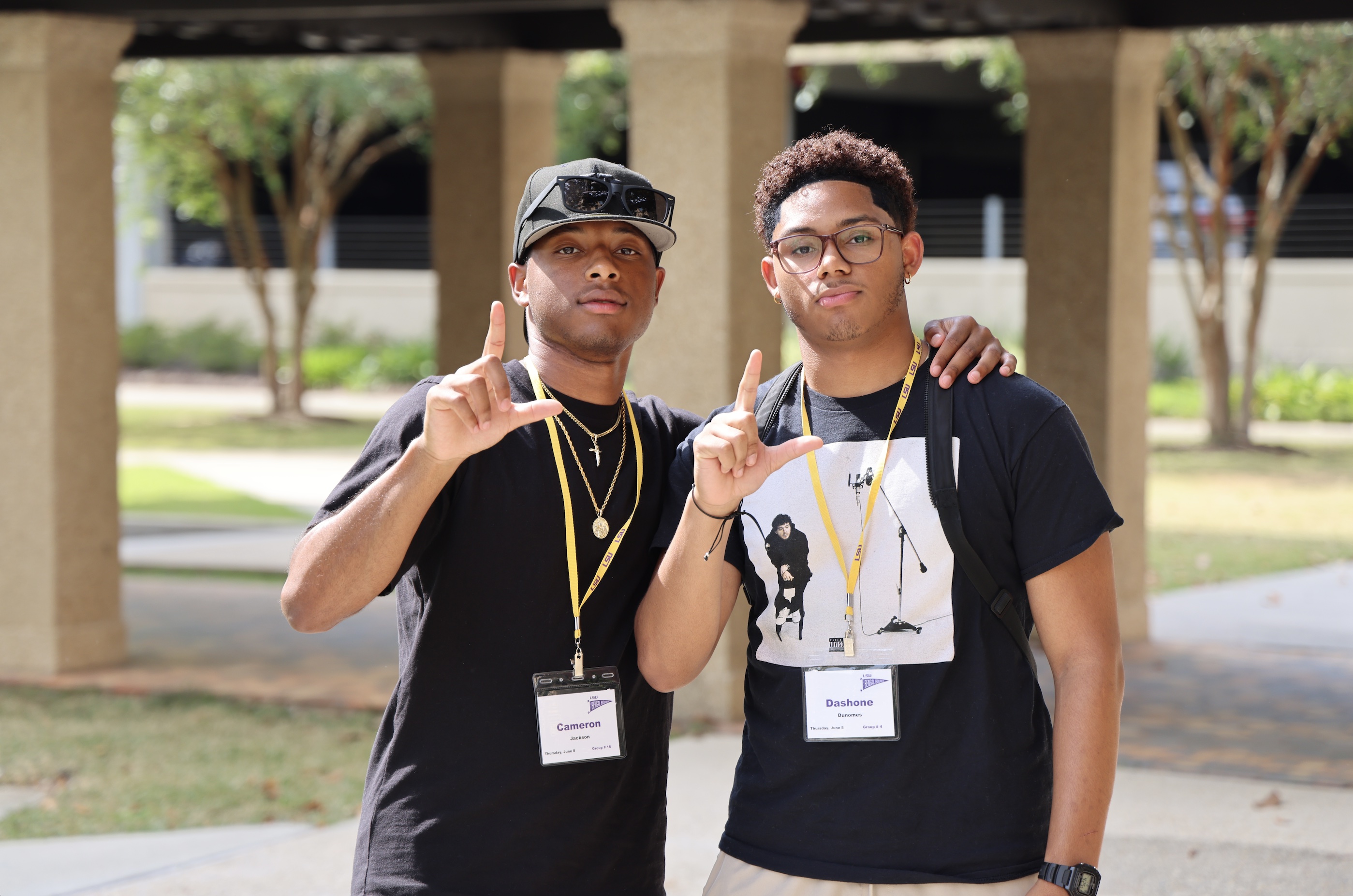 Two Students Posing for a Photo at Summer Housing Tour
