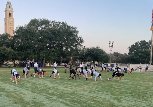 Cadets doing PT at the Parade Grounds