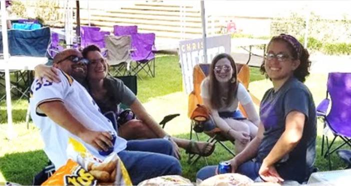 Grad students at LSU tailgate during Homecoming Weekend