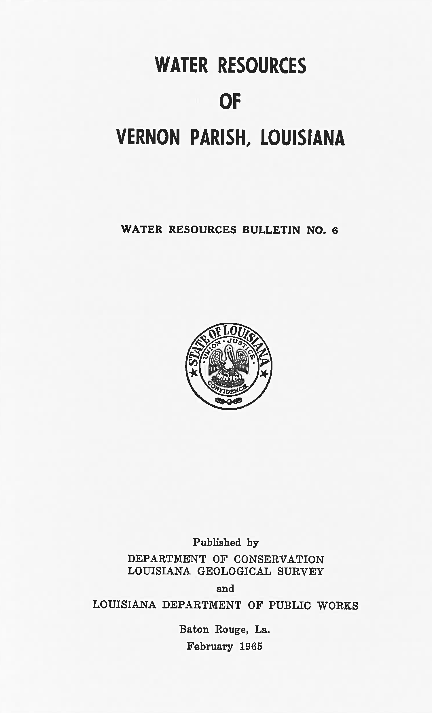 Water Resources of Vernon Parish, Louisiana. Water Resources of Vernon Parish, Louisiana.