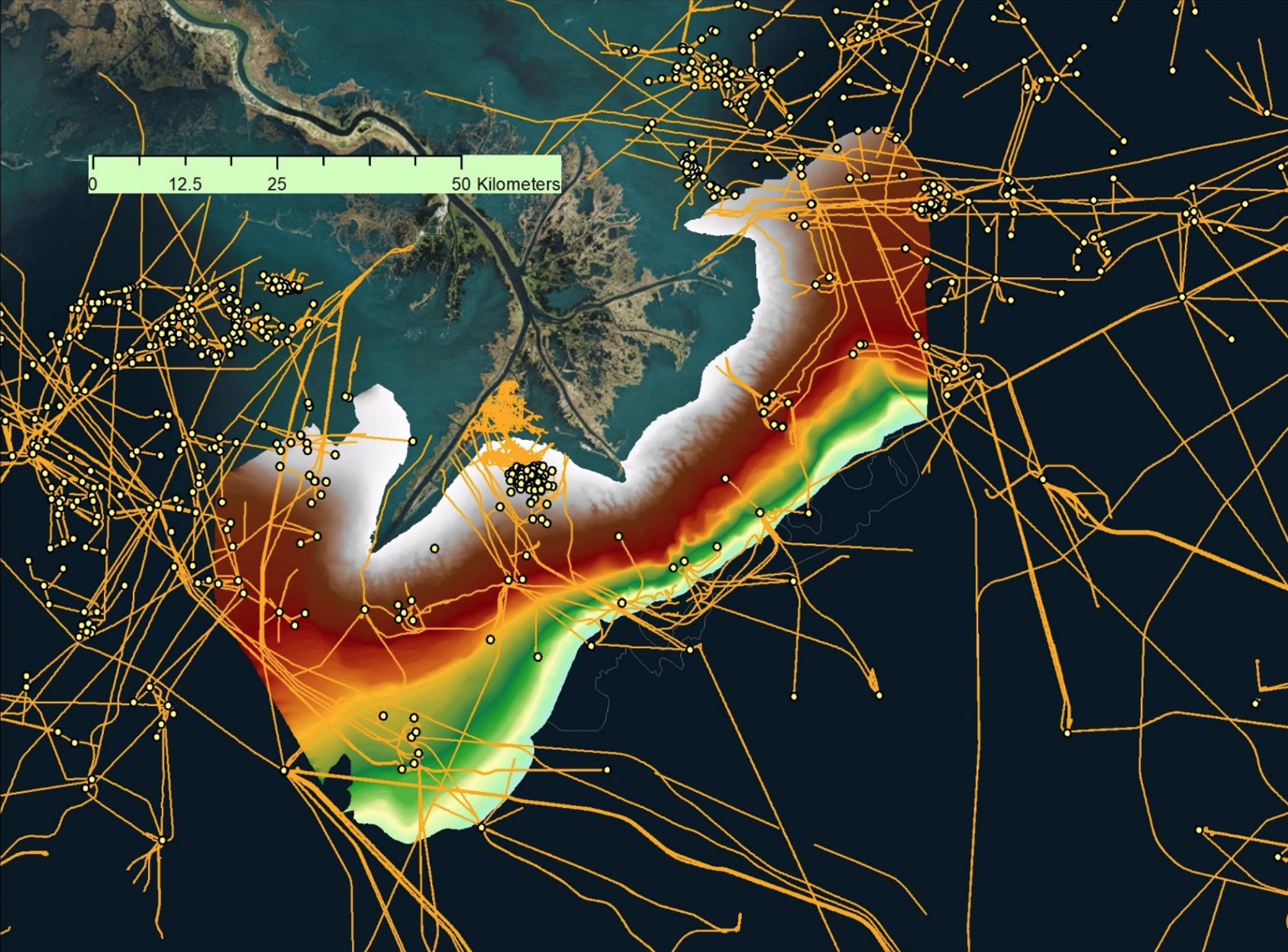 map of delta and energy infrastructure