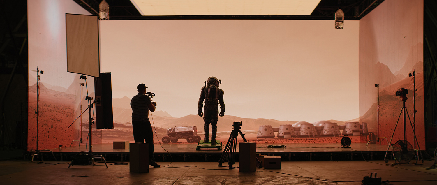 behind the scenes photo of a set from "The Martian"