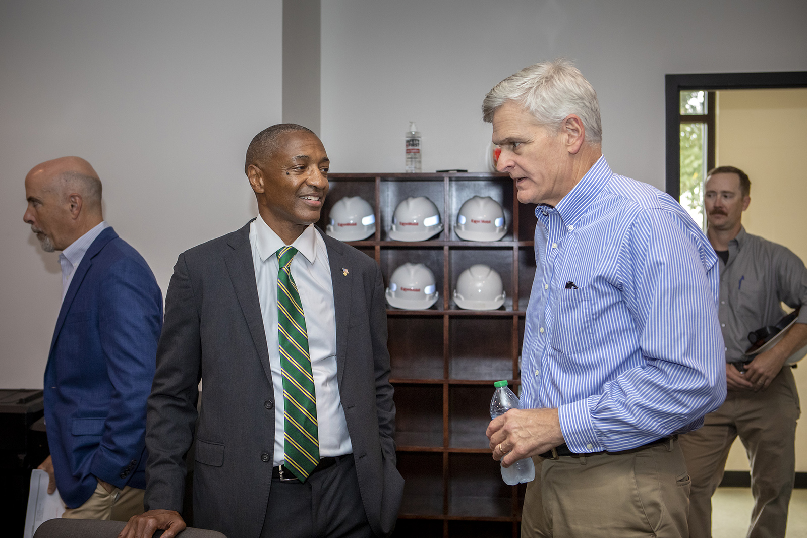 LSU President William F. Tate IV visits with U.S. Sen. Bill Cassidy during Cassidy's LSU visit