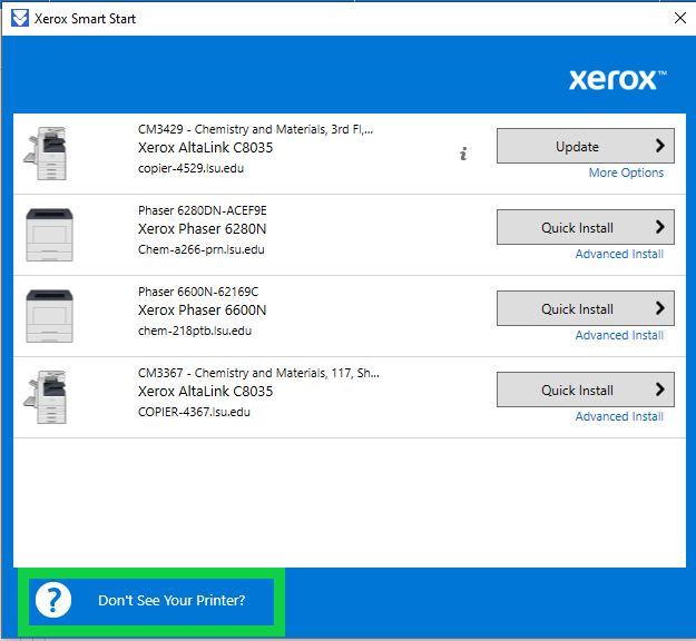 picture of don't see your printer option