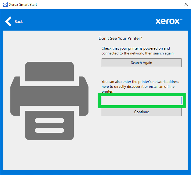 image showing a blank where you can enter in the IP address of a printer you would like to lookup