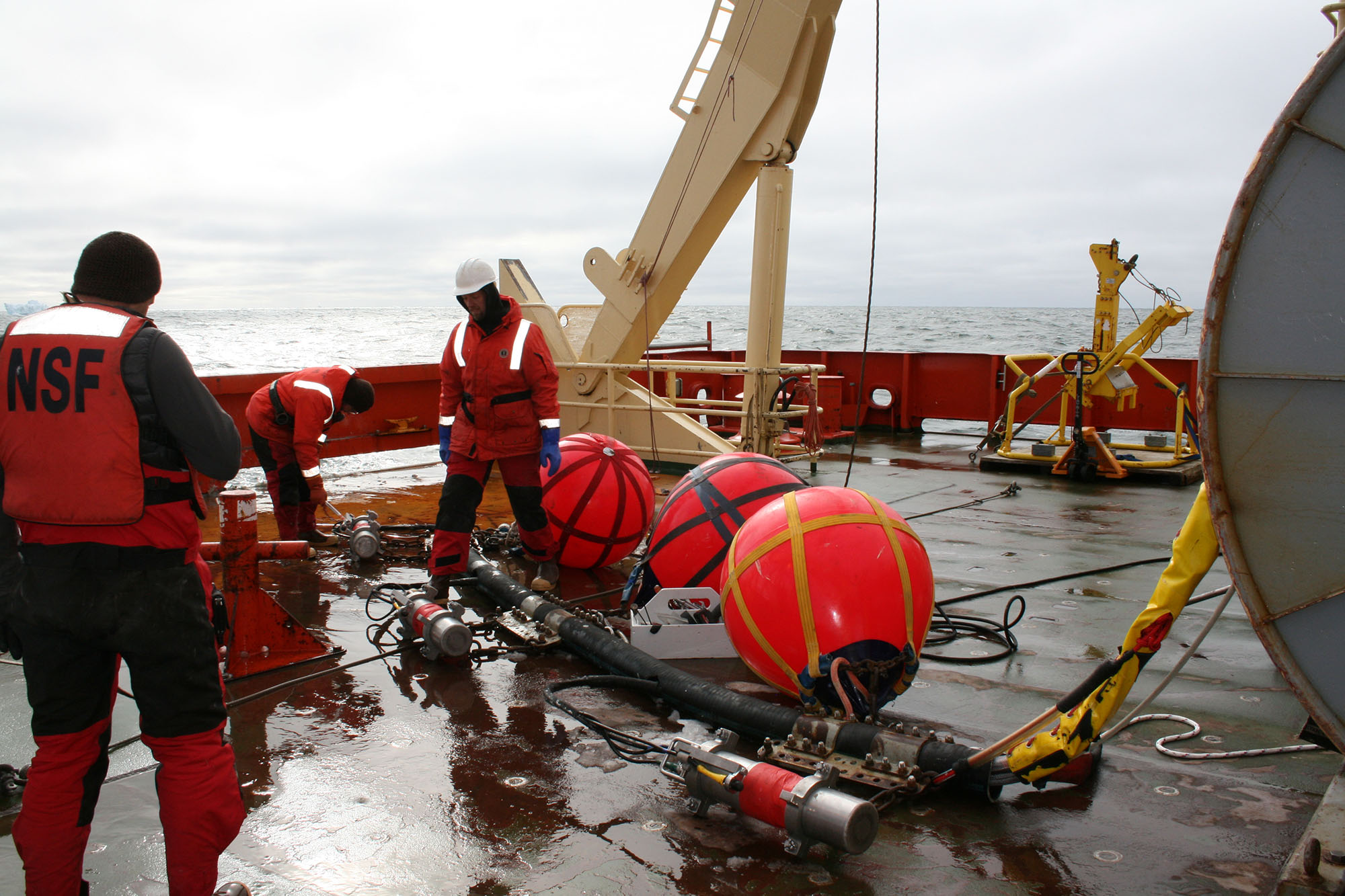 Phil Bart's research team in the Ross Sea collecting data.