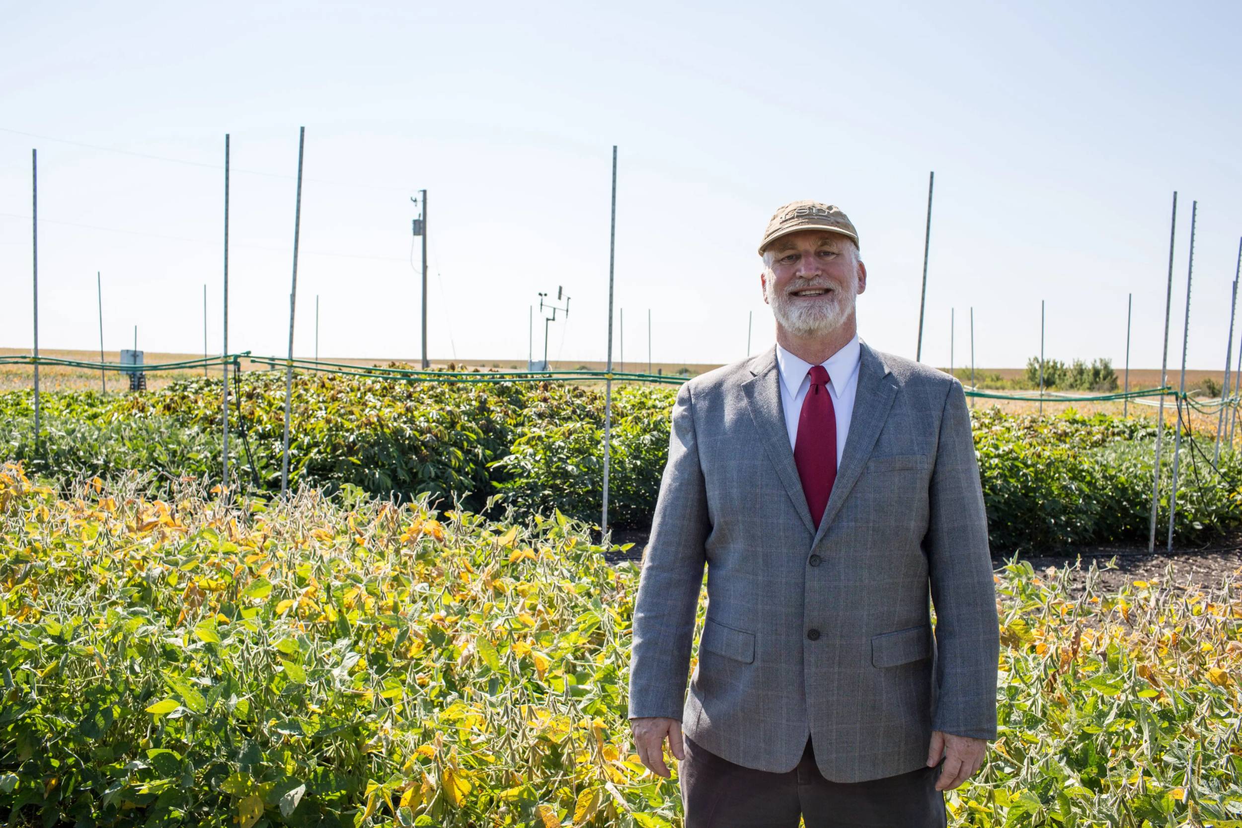 Professor Jim Moroney from LSU standing in a field.