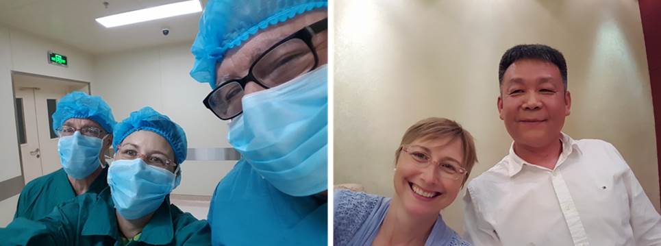 Touring surgery suites at Harbin Medical University and selfie