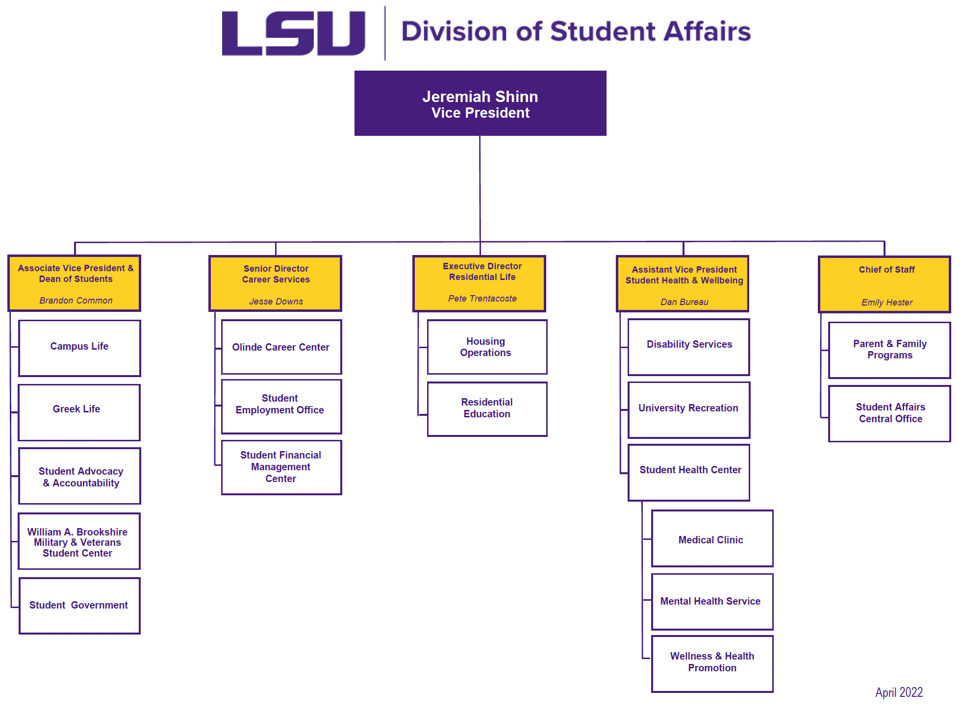 image of Division of Student Affairs org chart