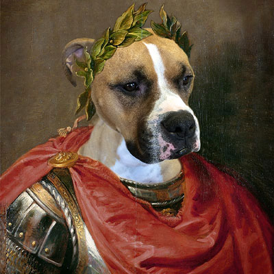 Caesar art piece where he looks like a Roman soldier